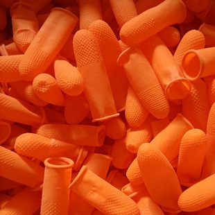 橙色麻点橡胶防滑一次性手指套颗粒指纹耐磨加厚乳胶防护点钞印刷