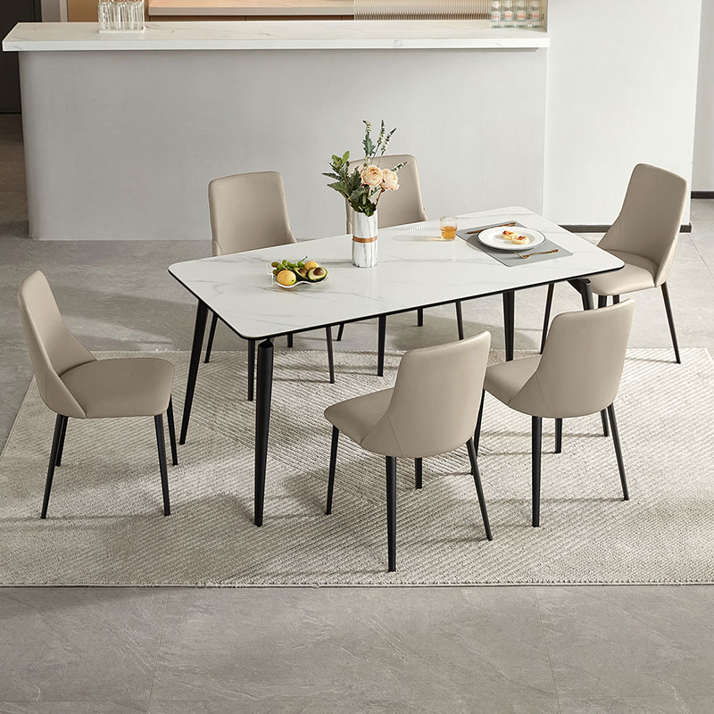 林氏家居轻奢简约岩板餐桌长方形