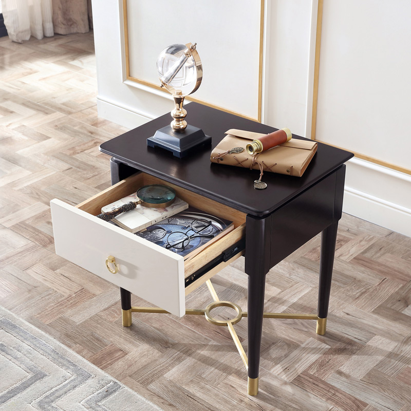 林氏木业美式轻奢床头柜新款