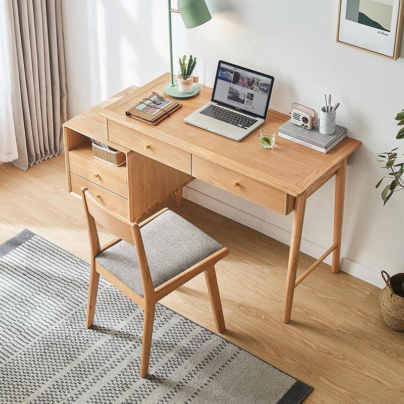 林氏北欧现代简约书桌书房家用小户型实木脚可伸缩写字台ju2v木业