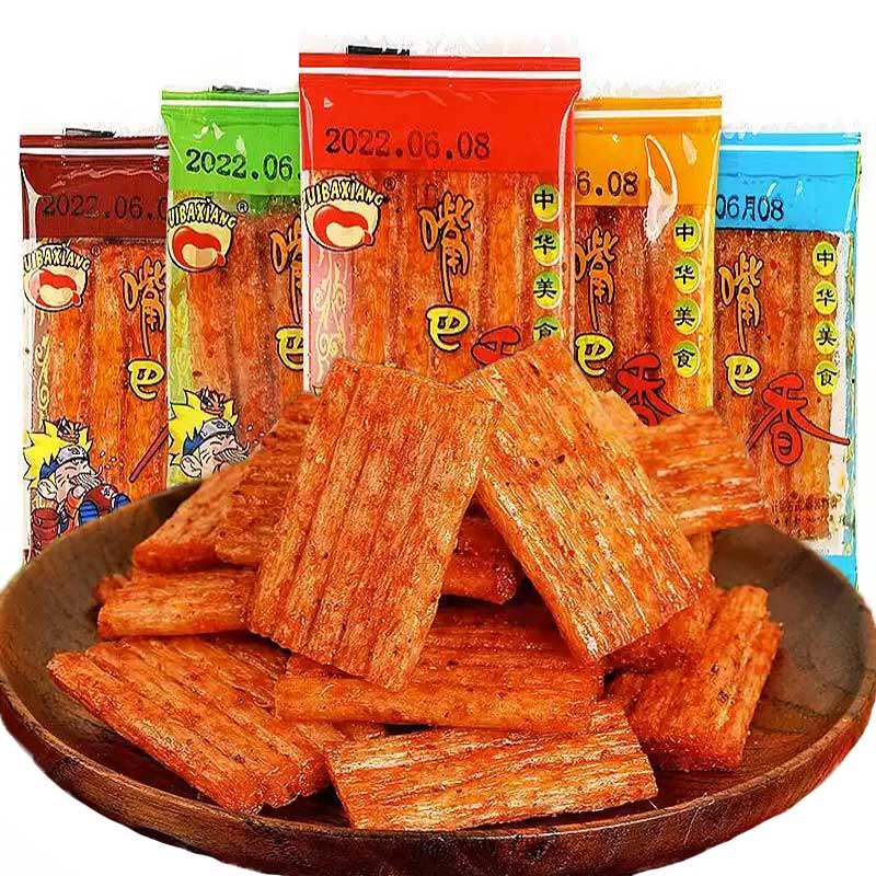 8090后儿时怀旧嘴巴香麻辣块面筋亲嘴片大刀肉香辣小面筋辣条零食