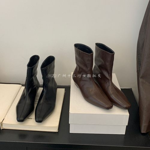 HZ2实拍复古内增高中筒靴短靴女2025秋冬新款皮带扣时装西部靴