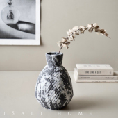 贾湖石器时代艺术陶土花瓶摆件陶瓷花瓶高级感手工花器客厅插花