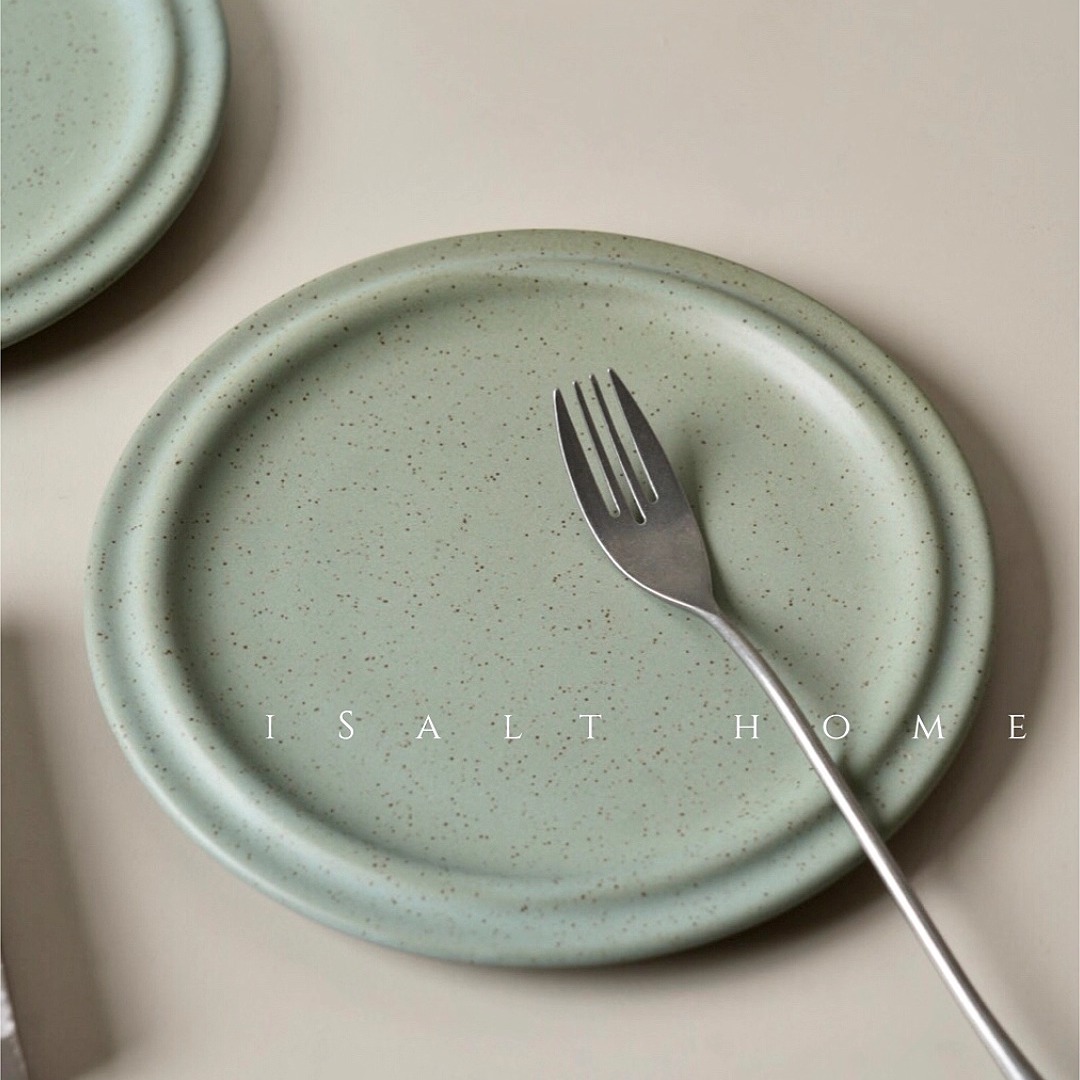 出丹麦复古手作植物釉餐盘