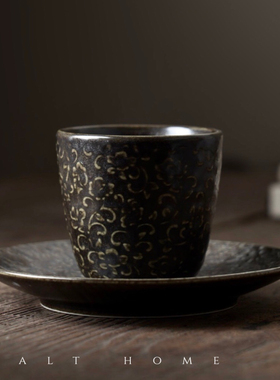 DXC玫瑰咖啡杯碟手握杯下午茶杯子点心碟餐盘菜盘复古创意窑变釉