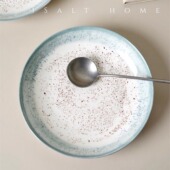 出北欧INS风冰川蓝深盘甜品盘意面盘甜品沙拉碗家用创意菜盘