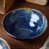 DXC拉斯星际蓝面汤碗创意手作窑变陶瓷饭碗家用沙拉碗复古个性