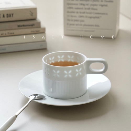 桂落玲珑精致纯白咖啡杯