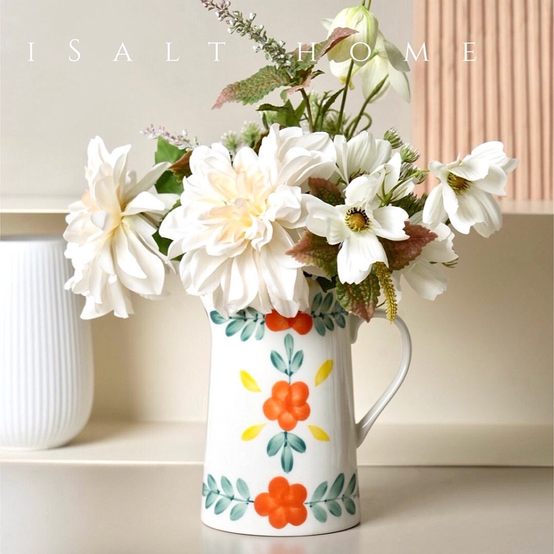 出意大利RT手绘田园风陶瓷花瓶摆件客厅插花创意餐桌花壶冷热水壶