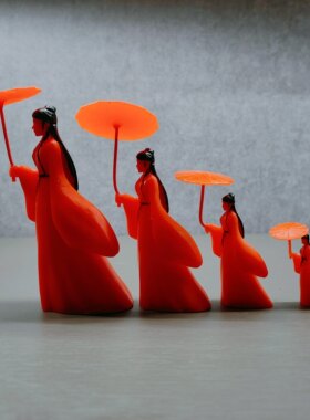 江湖故人古风侠客小摆件新中式陆微缸盆景造观景寒江孤影微缩国风