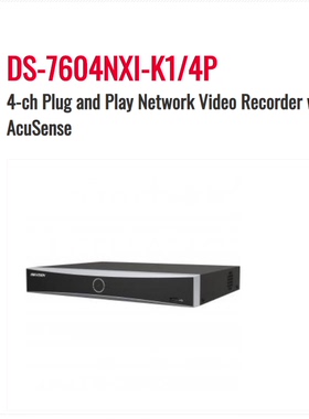 Hikvision DS-7604NXI-K1/4P 4-ch PoE 1U K Series AcuSense 4K