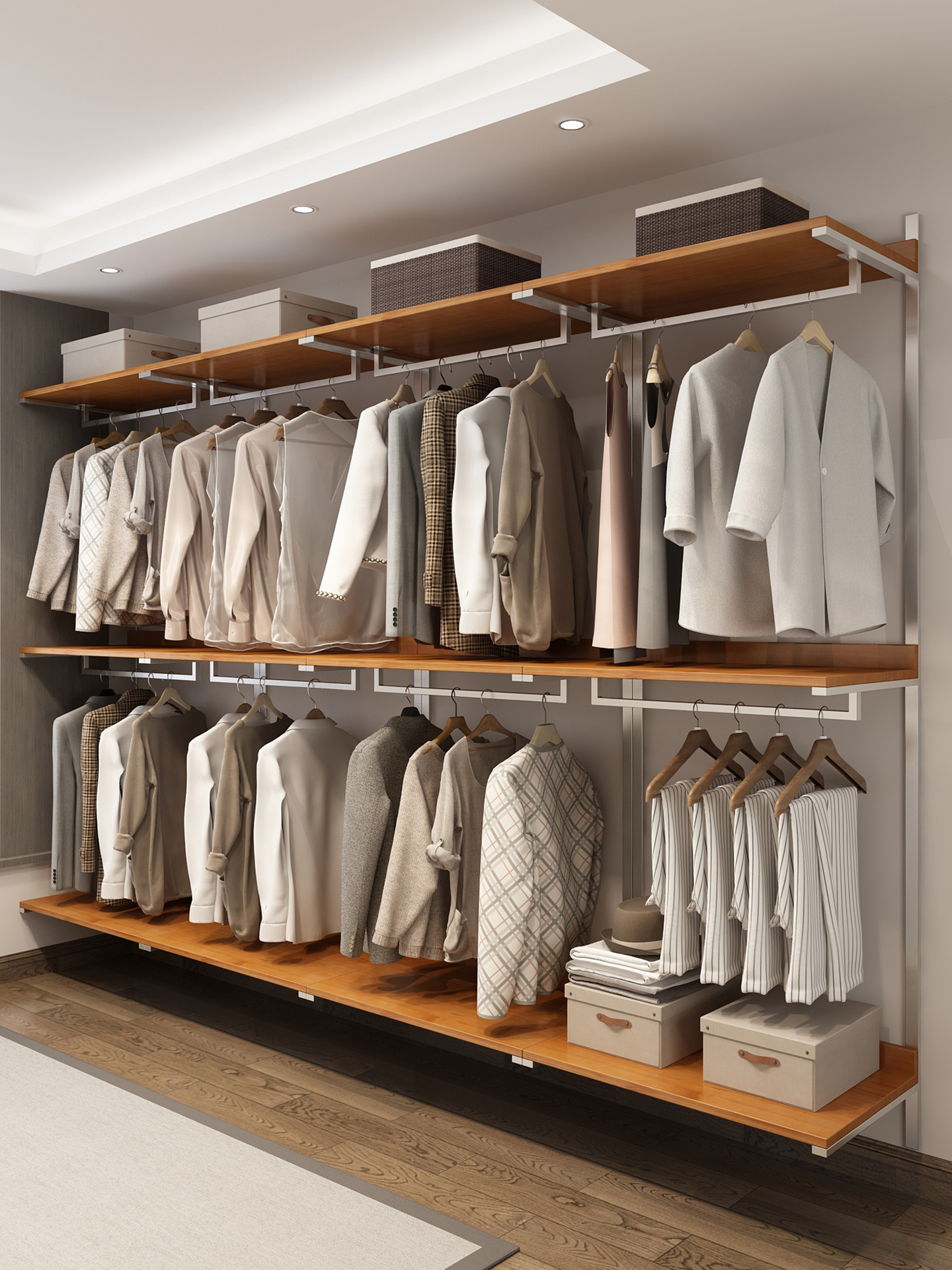 金属衣柜2025新款爆款家用卧室全实木定制钢架壁挂式衣帽间开放式