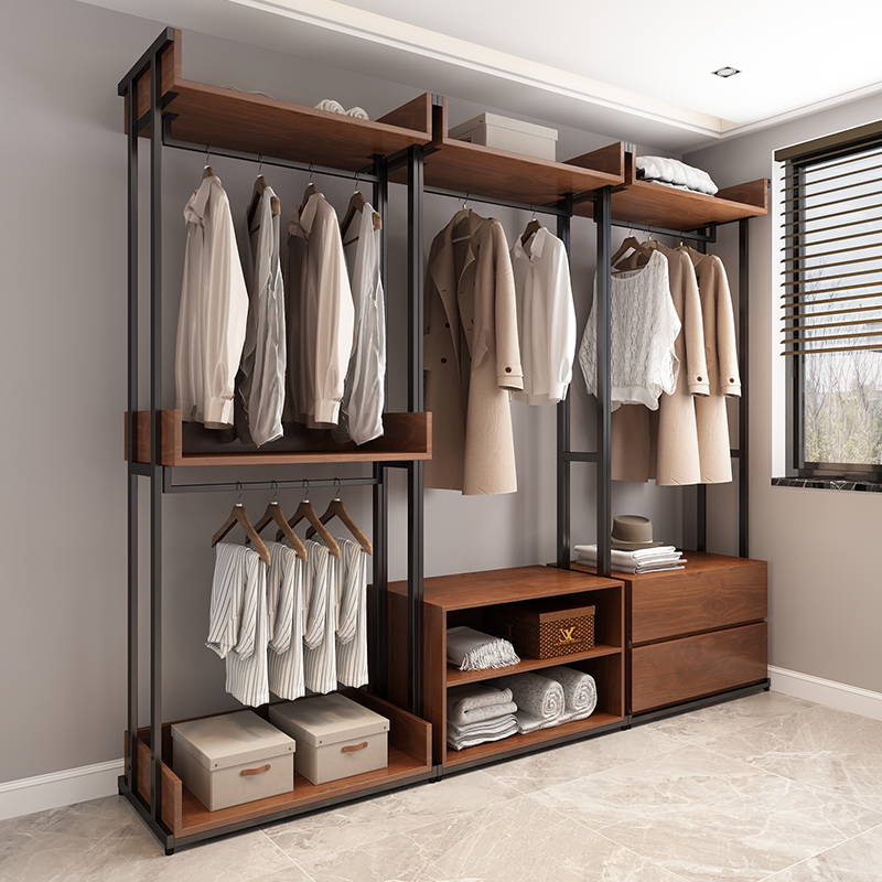 金属衣柜家用卧室简易衣橱步入衣帽间架子组装铁艺开放式衣柜定制