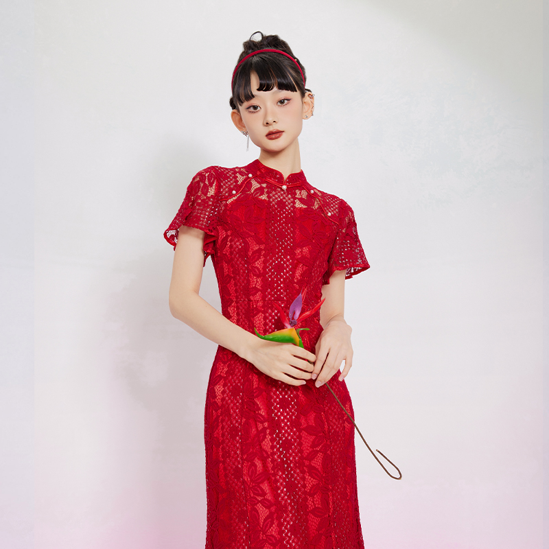 槿爷改良复古旗袍连衣裙