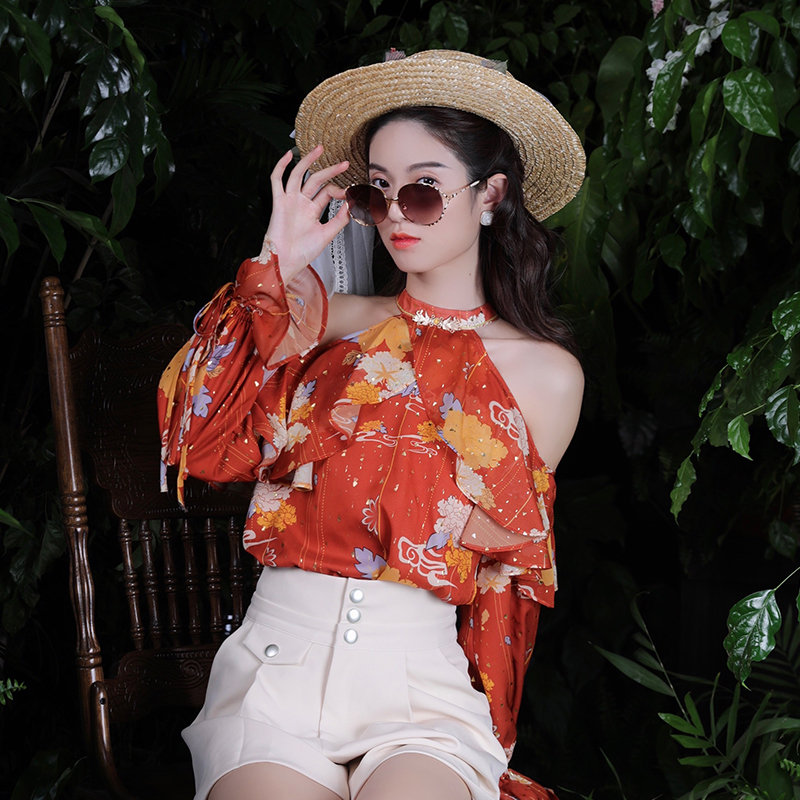 槿爷春季新款露肩性感旗袍