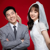 槿爷原创2024年新款 森系梦幻鱼尾裙领证登记婚纱礼服 白色旗袍法式