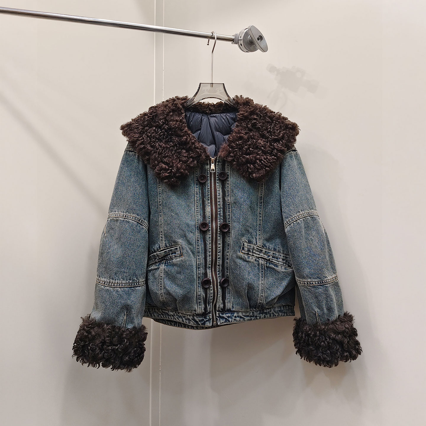 XIWA欧洲站新品HELMCH深圳南油牛仔派克服羽绒服牛仔派克服外套女