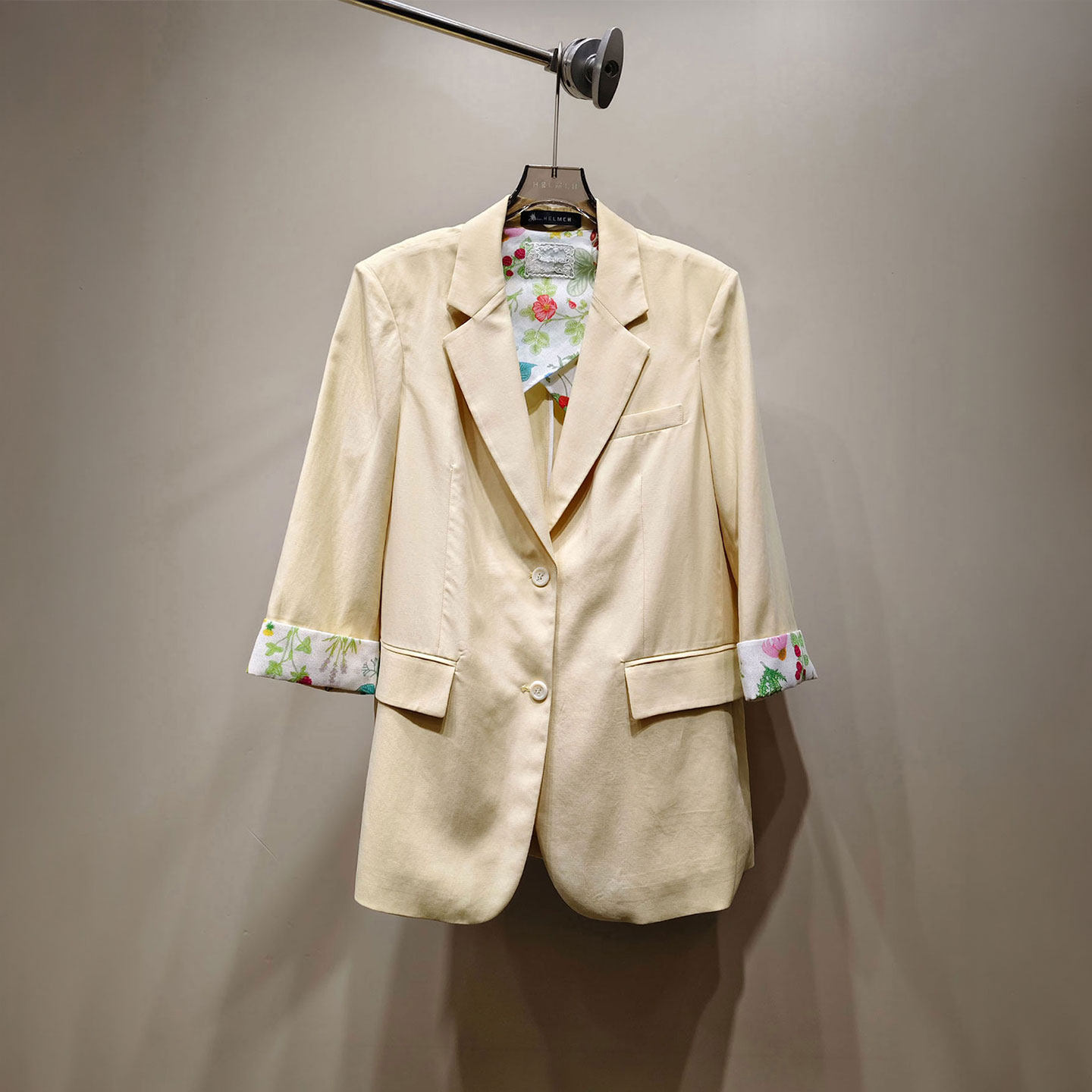 XIWA欧洲站新品HELMCH深圳南油气质薄款七分袖西装宽松中长款外套