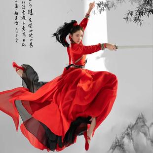 花木兰服装演出服汉服中国风女雪龙吟舞蹈侠女打鼓武侠古装红色