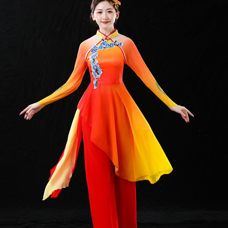 新款秧歌舞演出服装女2024胶州广场舞舞蹈服装古典扇子舞伞舞套装