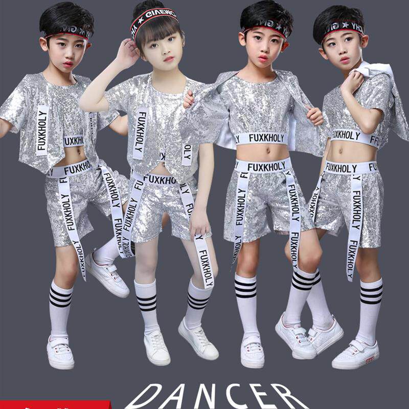 儿童表演嘻哈拉拉队街舞潮流服装爵士舞亮片服装男女幼儿园新风