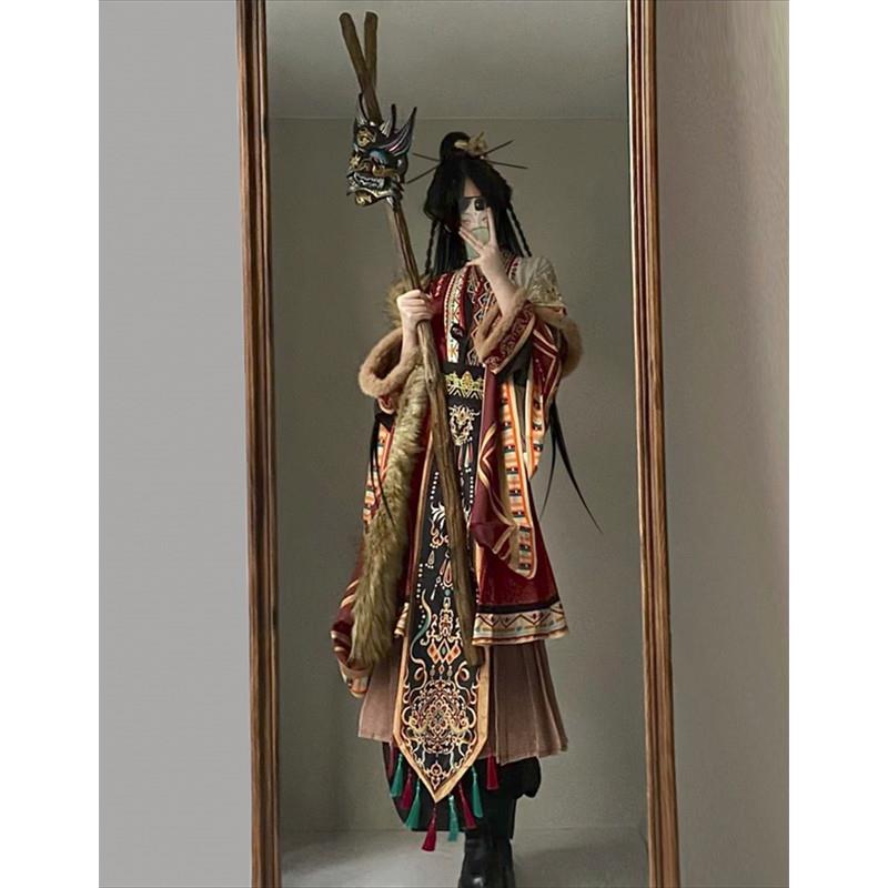 耶诞节新年战 袍穿搭服装民族藏风日常套装改良汉服女异域服饰冬