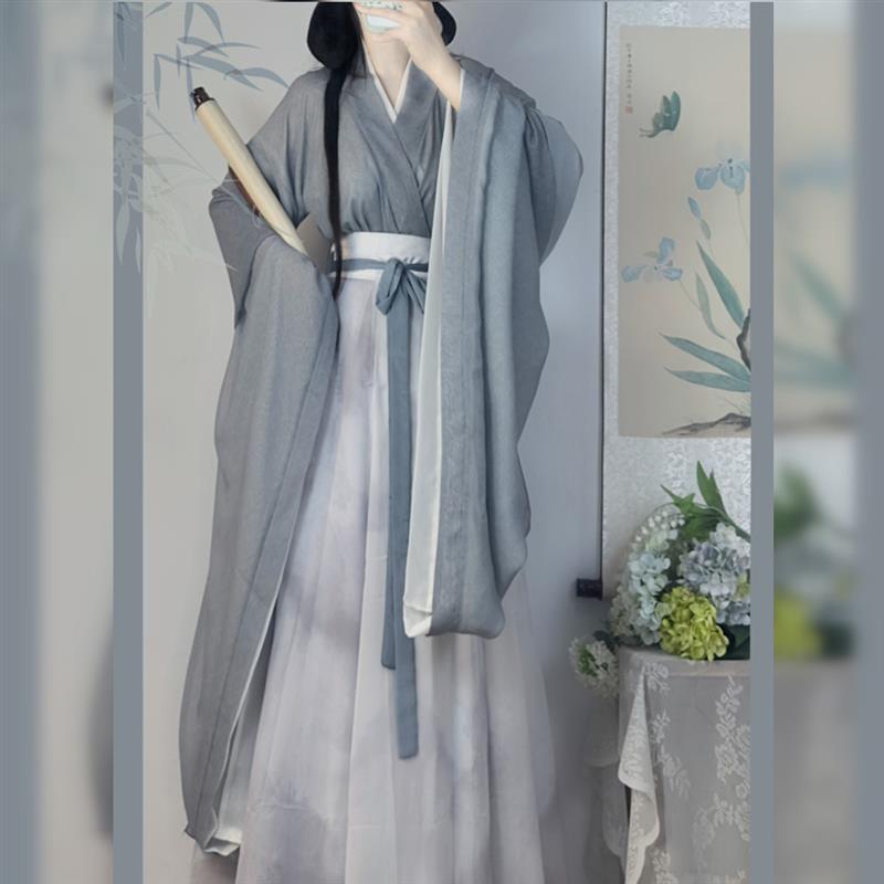 泽芷原创汉服女南北朝大袖儒一片式齐腰破裙显瘦春秋季