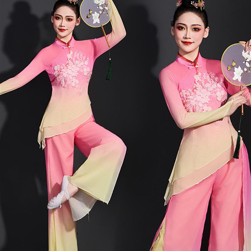 2025新款古典舞演出服女胶州秧歌服扇子舞舞蹈飘逸广场舞表演套装
