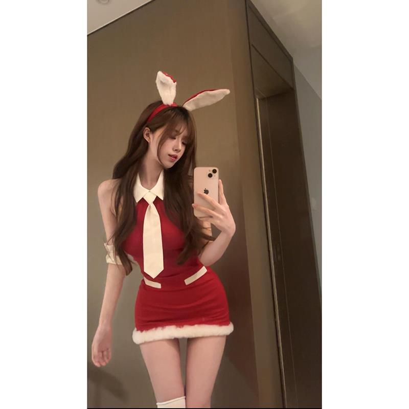 秋冬新款圣诞节主题拍照服装甜美复古公主风新年写真艺术照连衣裙