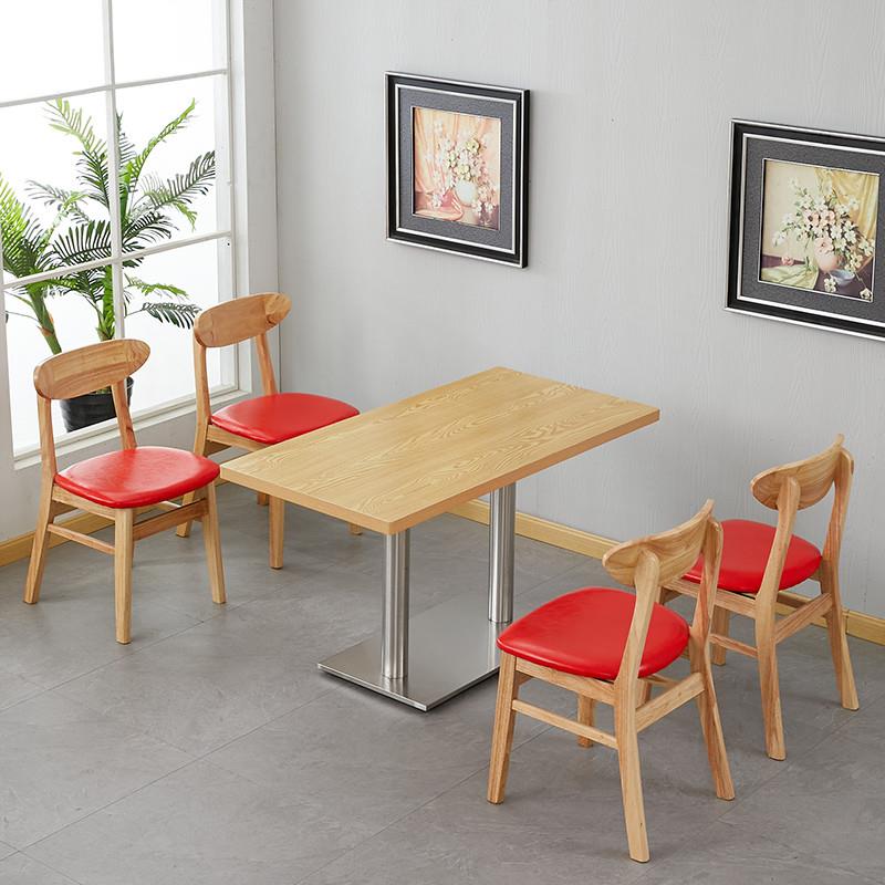 实木凳快餐店桌椅组合面馆小吃饭馆餐饮汉堡甜品餐厅食堂桌椅厂家