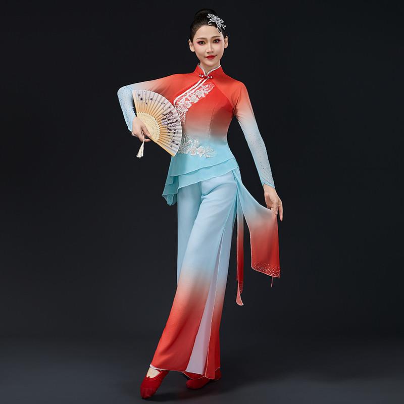 胶州秧歌舞演出服中国风新款古典扇子舞广场舞蹈服女飘逸艺考套装