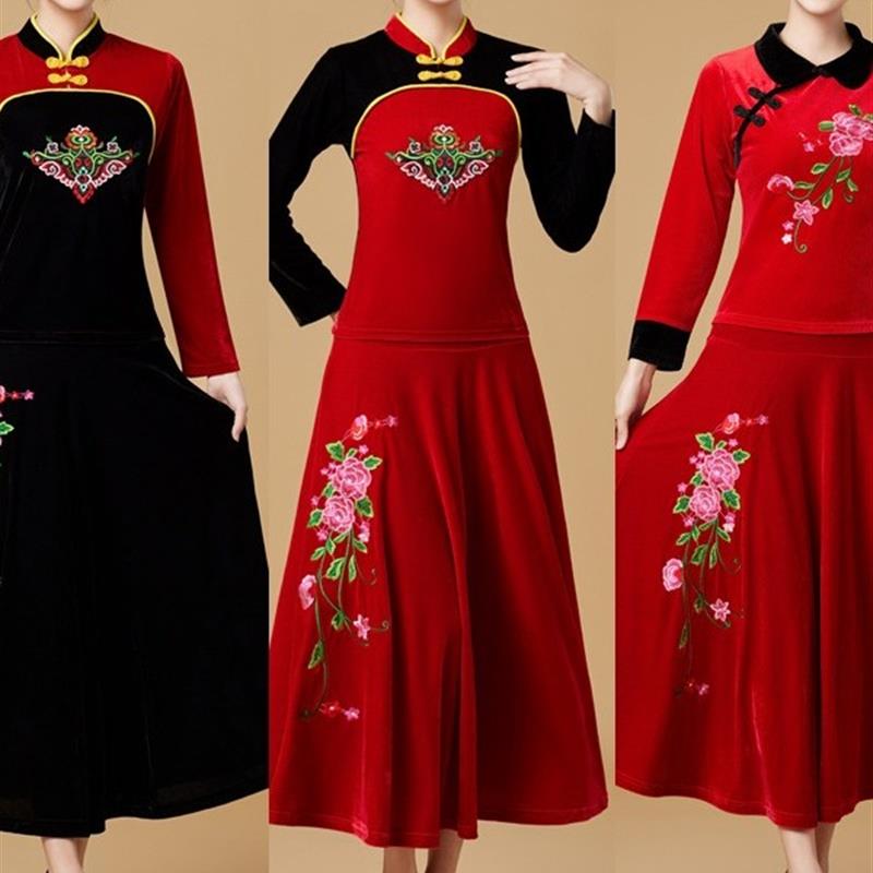 广场舞服装新款套装秋冬民族风中老年跳舞衣秧歌服团队舞蹈演出服