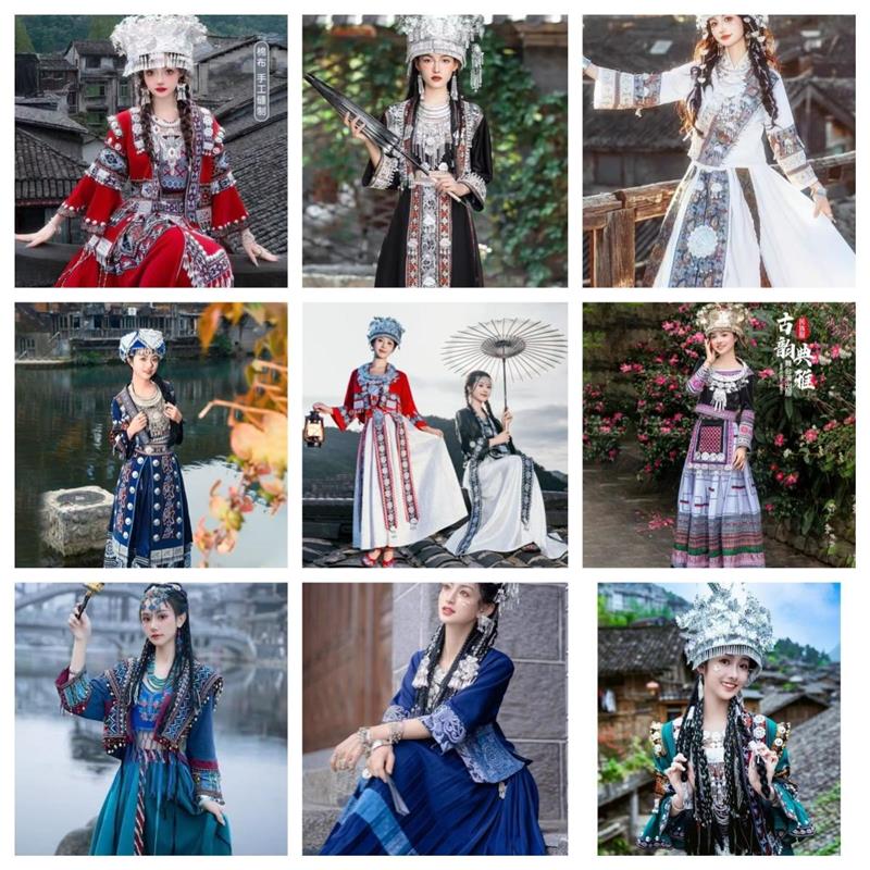 出租少数民族服装贵州苗寨苗族土家族侗族传统服饰女舞蹈演出服装