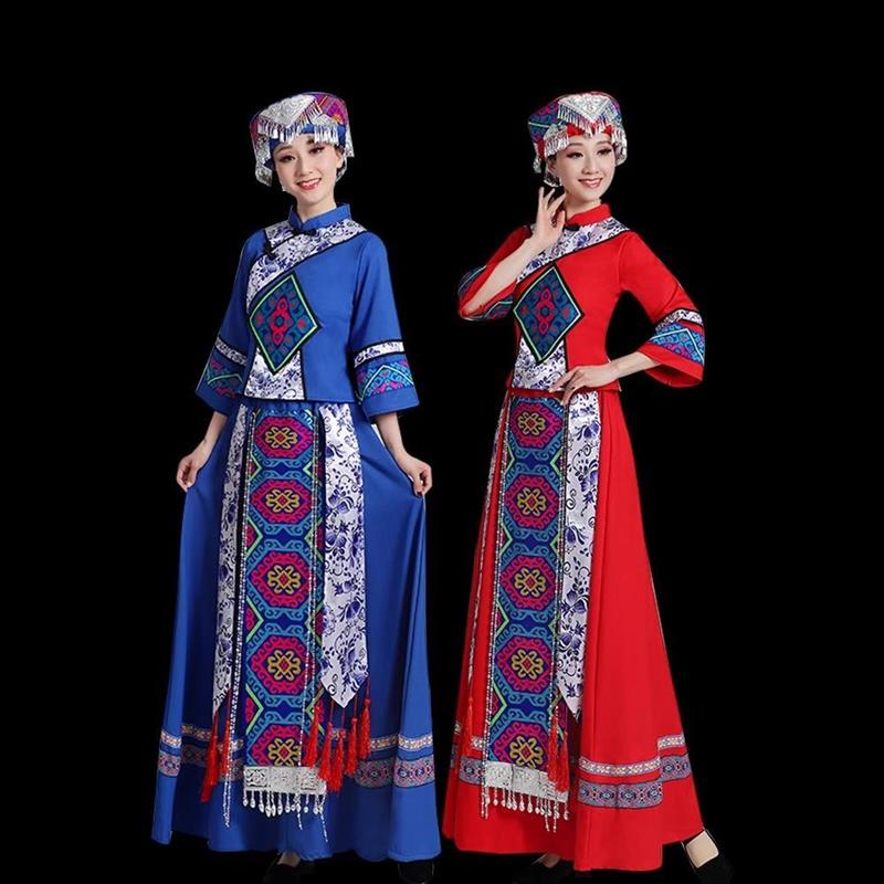 土家族瑶族少数民族服饰成人长款湘西苗族服装女侗族演出服舞蹈服