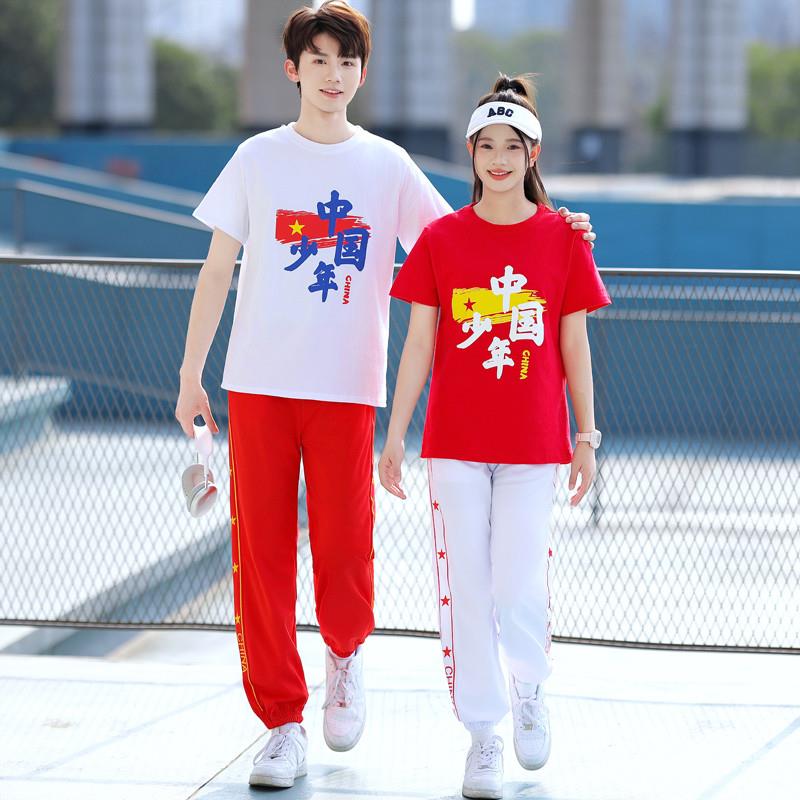 运动会毕业班服红歌大合唱团演出服装高初中大小学生诗歌朗诵比赛