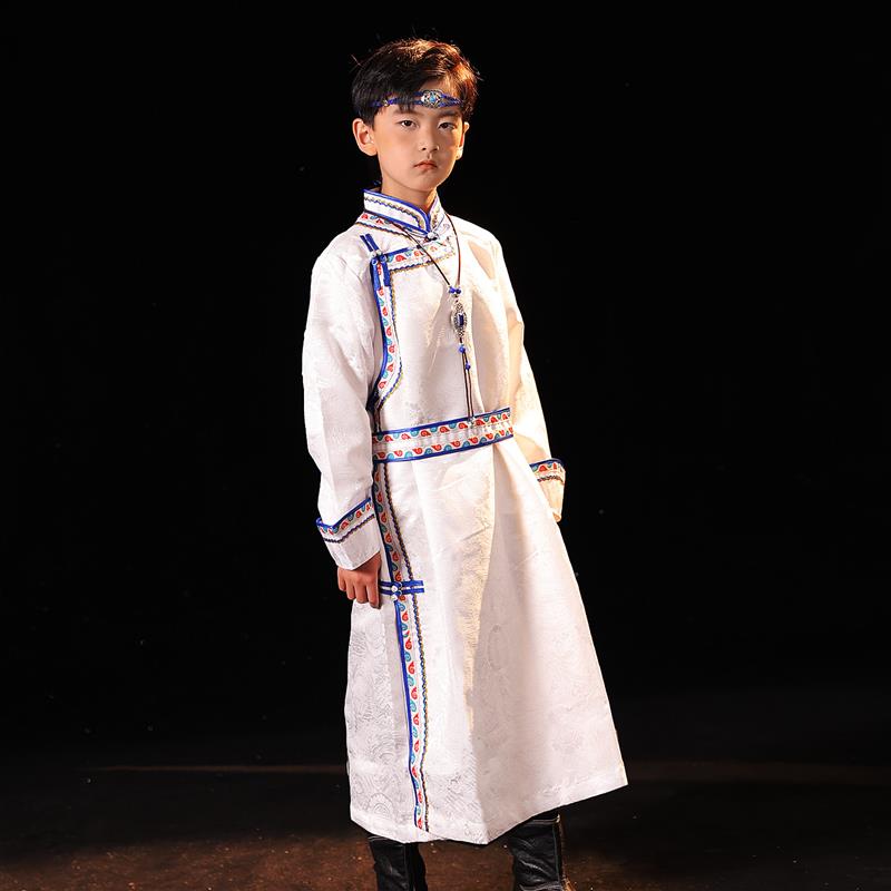 儿童蒙古袍传统长袍生活装蒙古族服装男童女童六一元旦舞蹈演出服