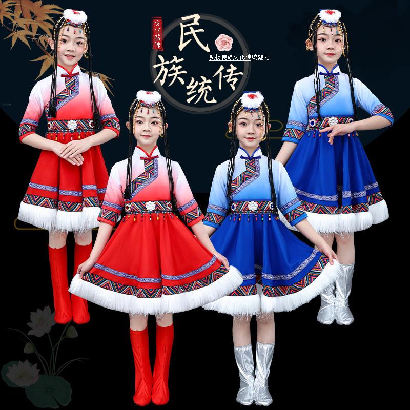 六一新款儿童藏族舞蹈演出服装水袖女童少数民族藏袍表演服小学生