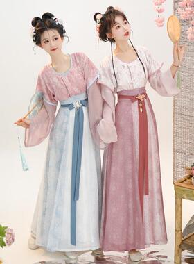 [小唐春]原创唐制汉服印刷唐褙子春夏圆领衫齐腰八破裙日常