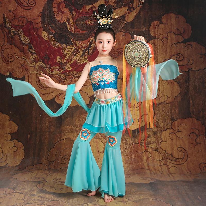新款中国舞少儿敦煌飞天演出服装儿童民族舞蹈表演服古典舞舞蹈服
