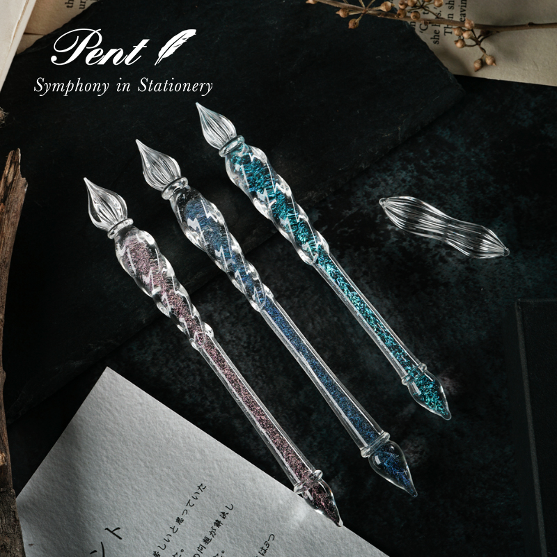 日本Pent x 玻璃工房LUC 源氏物语玻璃笔蘸水笔 纯手工制作工艺品