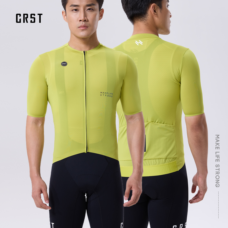 CRST夏季男女同款轻薄透气快干公路自行车纯色骑行短袖