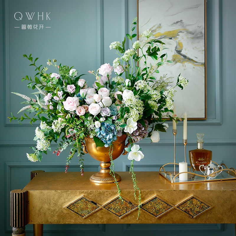 欧美轻奢高端仿真花假花酒店前台