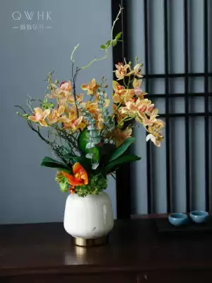 New Chinese style Zen simulation flower set fake flower decoration porch living room study coffee table decoration flower