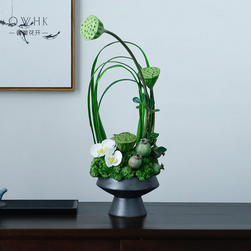 新中式禅意仿真花摆件摆设装饰