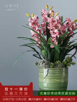 New Chinese Cymbidium flower simulation flower Phalaenopsis fake flower potted home living room decoration flower arrangement with bottle flower arrangement