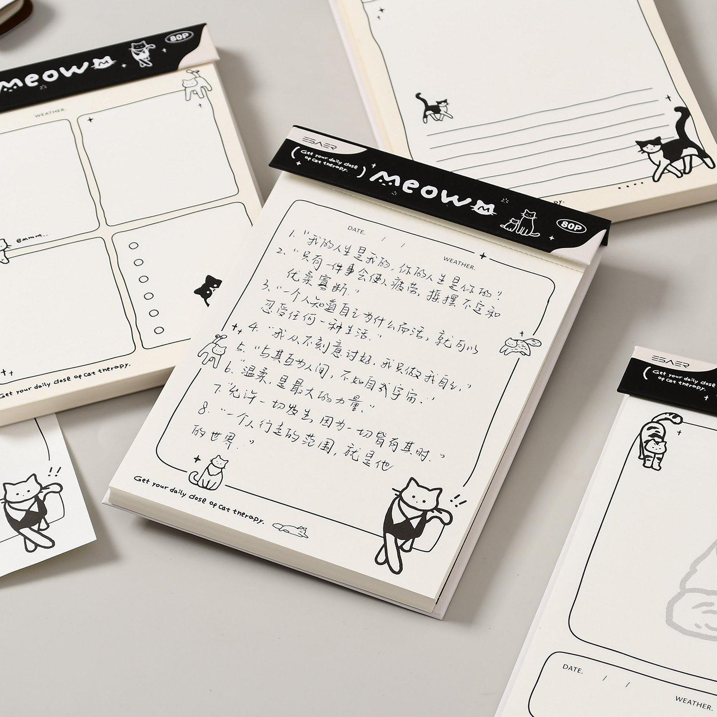 伊莎儿可爱猫咪拍纸本便携随身记事本简约高颜值学生办公笔记本