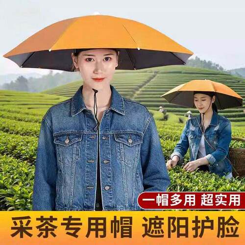 带头上的伞帽头戴式遮阳防晒钓鱼专用防雨斗笠雨伞采茶帽子安全帽