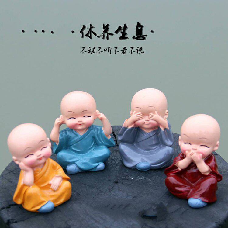 可爱小和尚非礼勿言非礼勿听勿视勿动摆件居家新年生日礼物汽车