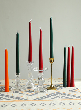 欧式莫兰迪色锥形长杆香薰蜡烛婚礼伴手礼宴会烛光晚餐家居摆件