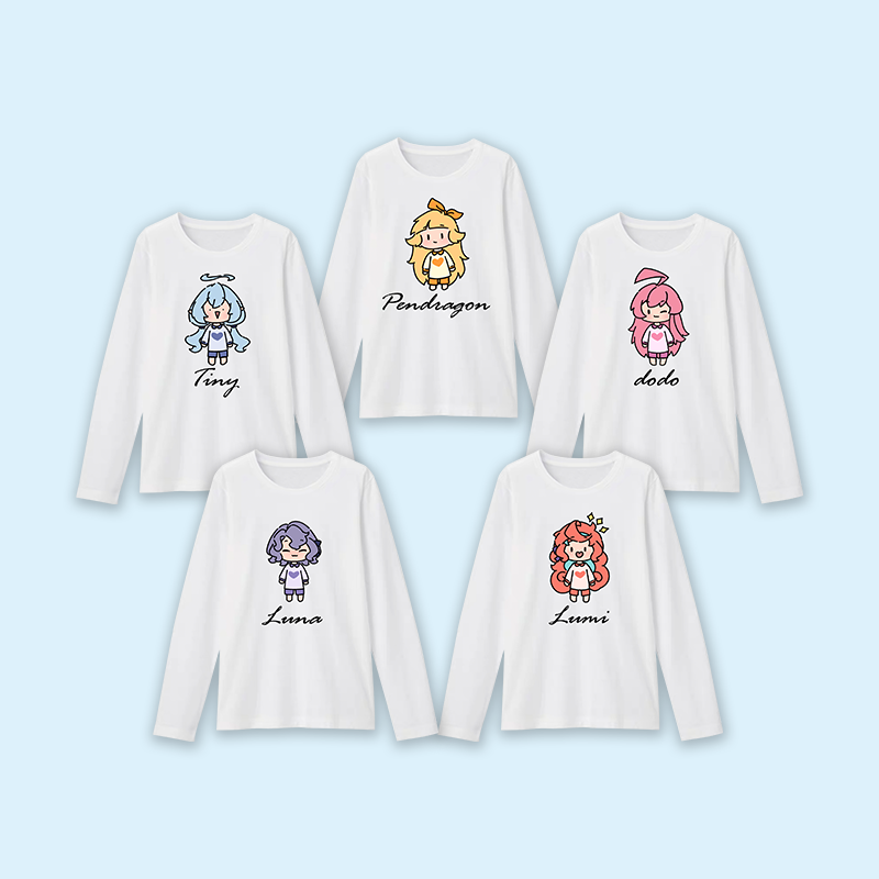 虚拟偶像 五姐妹印花长袖T恤温暖假日卫衣姬宝永恒dodo露米露娜
